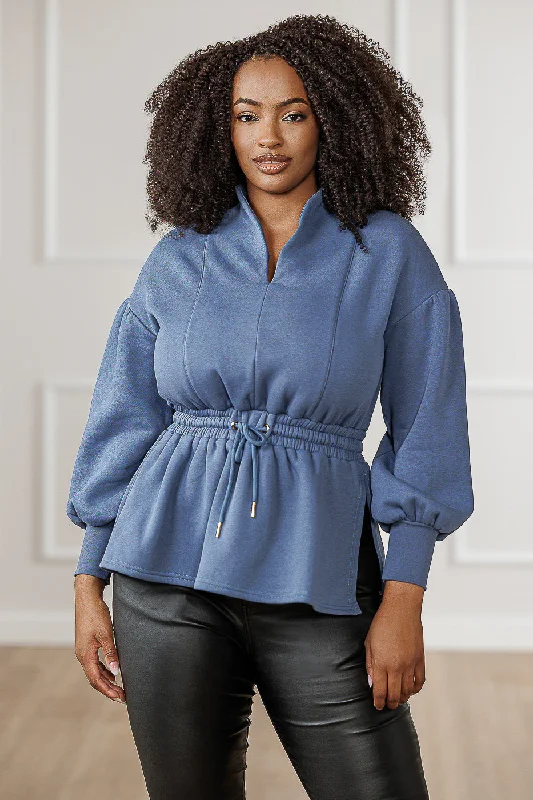 FINAL SALE - Presley Puff Sleeve Top - Steel Blue Refined Women's Classic 