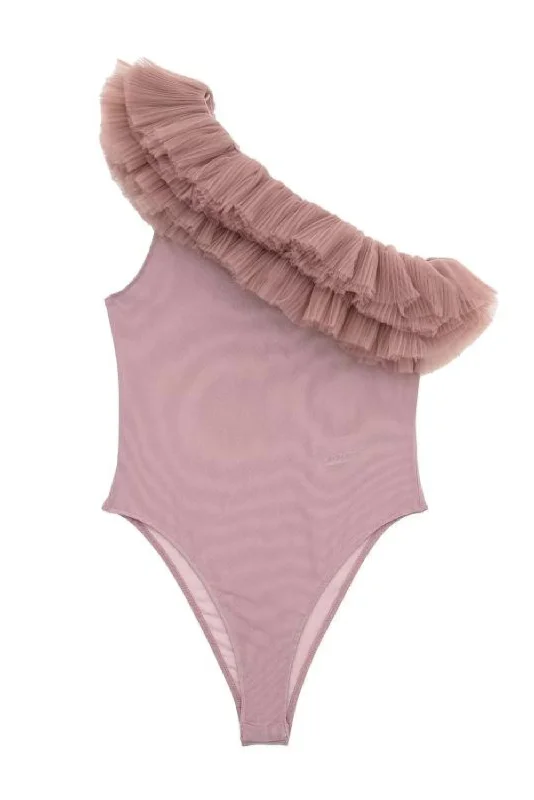 'Lila' Tulle One Shoulder Bodysuit Confident Women's High - fashion