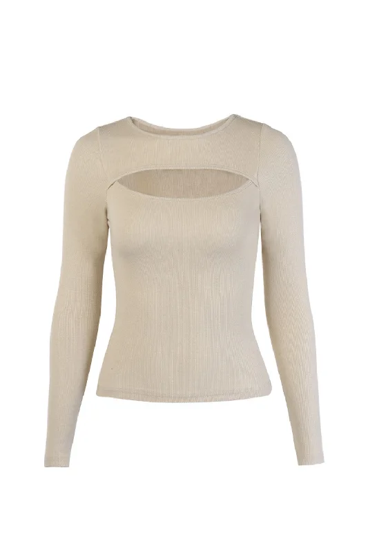 'Ariella' Cut Out Jersey Top Hip Women's Retro