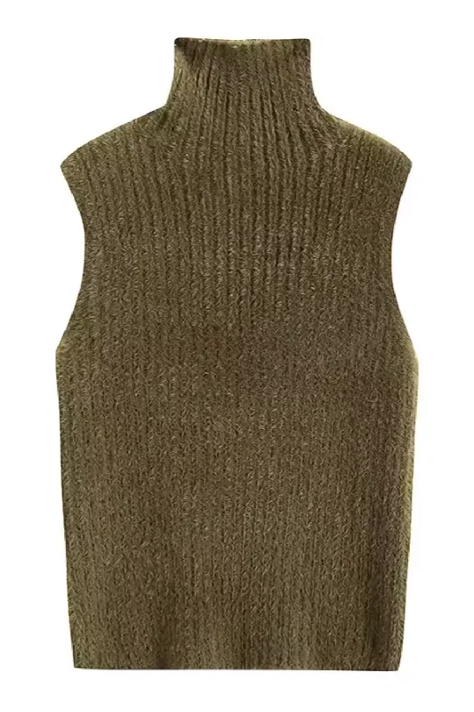 'Eunice' Turtleneck Sleeveless Knitted Vest (3 Colors) Elegant Women's Formal 