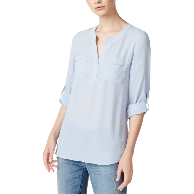 Maison Jules Womens Split-Neck Pullover Blouse Casual Women's Loose - fitting