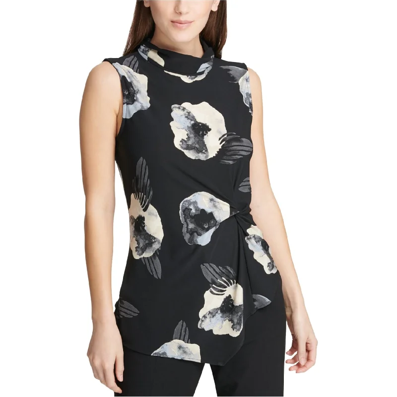 DKNY Womens Shell Sleeveless Blouse Top, Black, Medium Elegant Women's Formal 