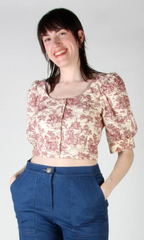 Stonechat Top - Brick Village Toile Streetwear Style for 