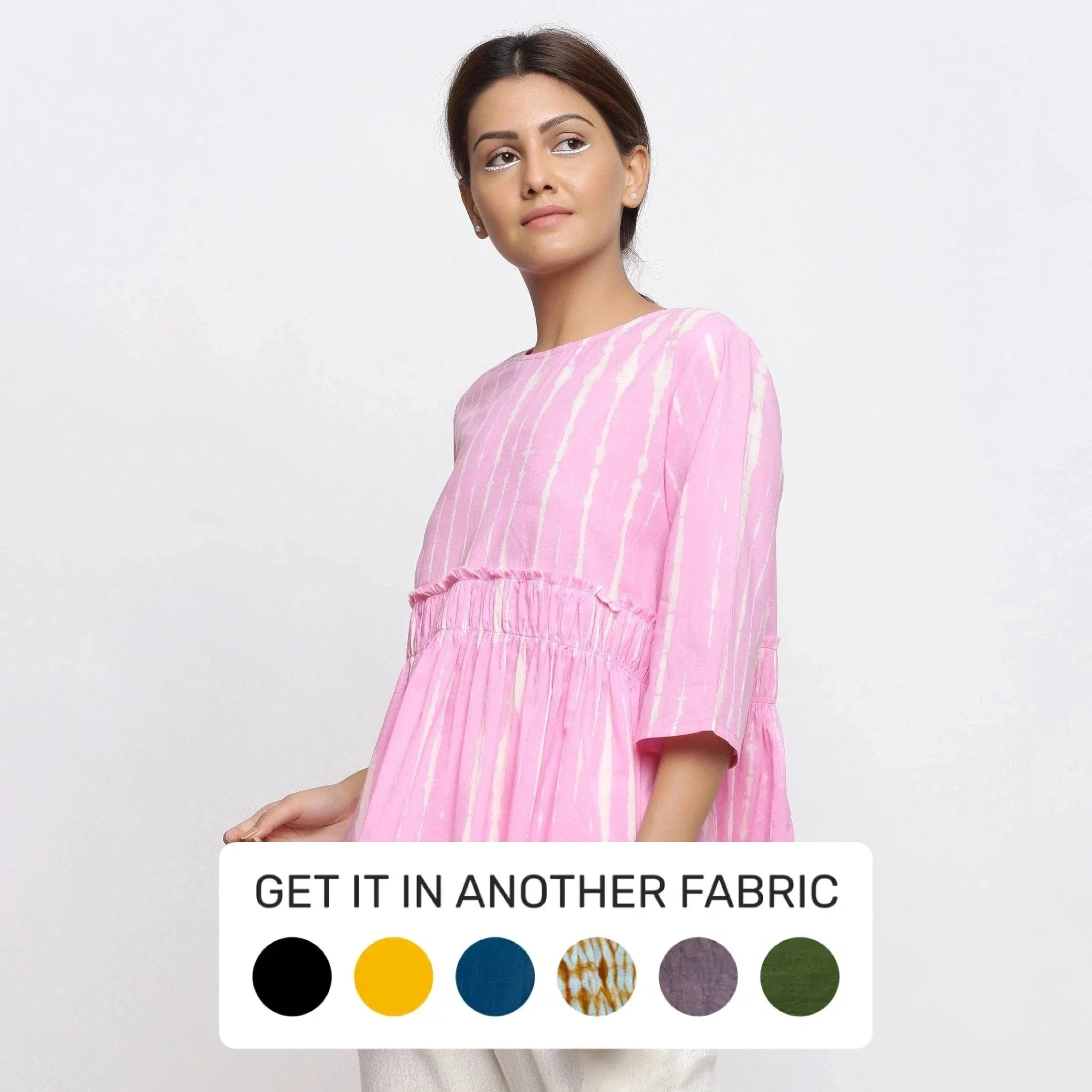 Pink Cotton Tie-Dye Cotton Gathered Flared Top performance