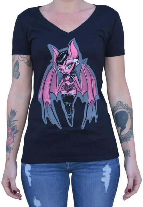 Hanging Around Bat Girl V Neck French