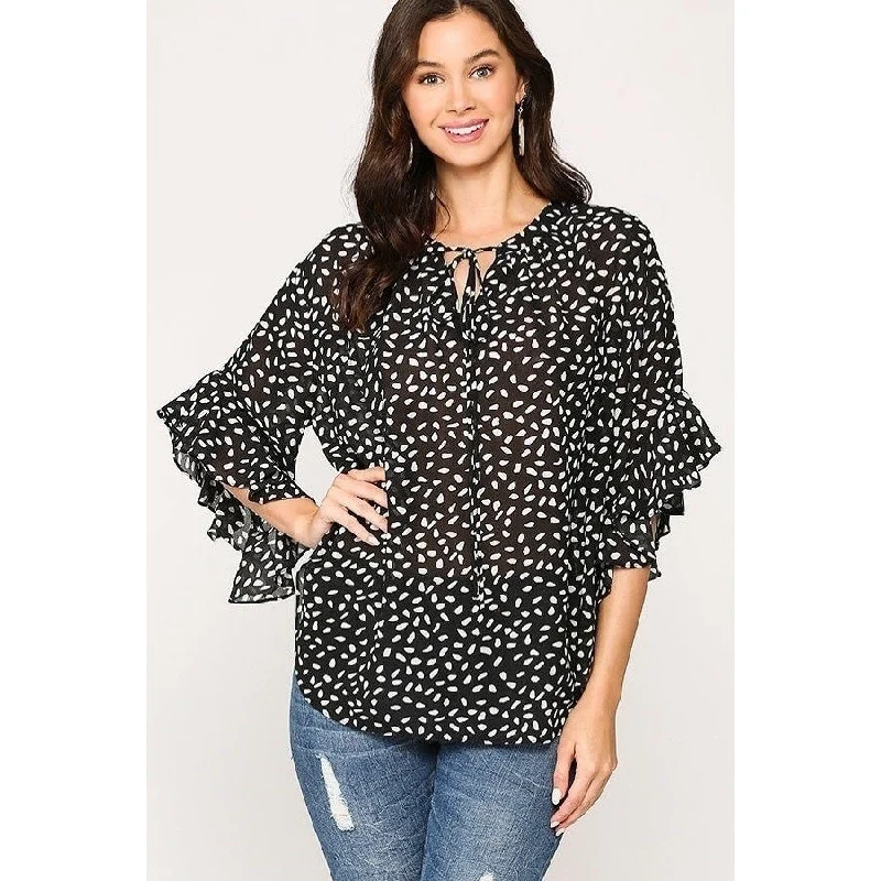 Leopard Printed Crepe Top Sophisticated Women's Tailored