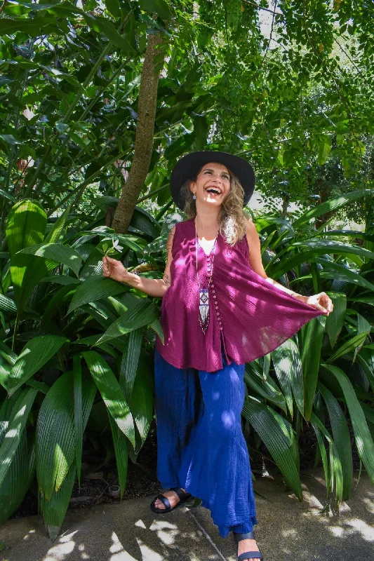 Willow Cotton Top - Purple Unique Women's Upcycled