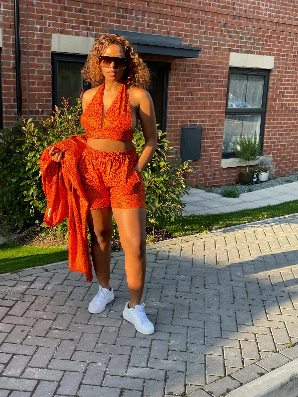Gelly Ankara Crop Top | Orange African Print Compression
