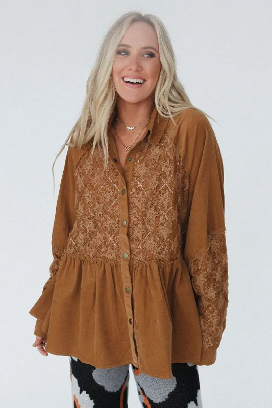 Luca Corduroy Tunic - Camel Dapper Women's 1920S