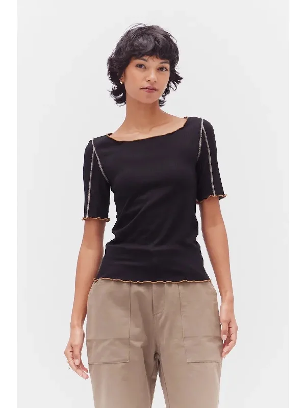 Contrast Merrow Rib Tee Artistic Women's Hand - painted