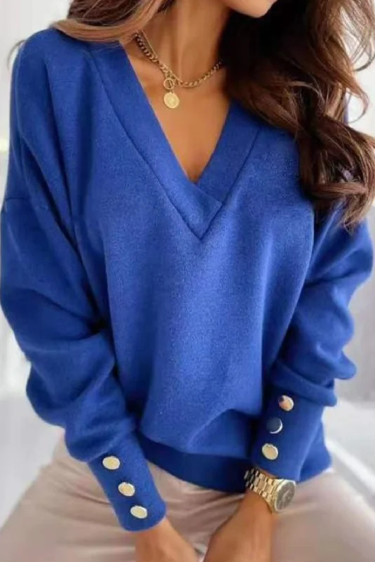 'Abbey' V-neck Buttoned Batwing Sleeve Top (4 Colors) garde