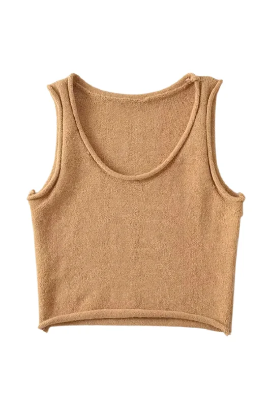 'Fiona' Sleeveless Curled Edge Knit Top (3 Colors) Refined Women's Hand - crafted