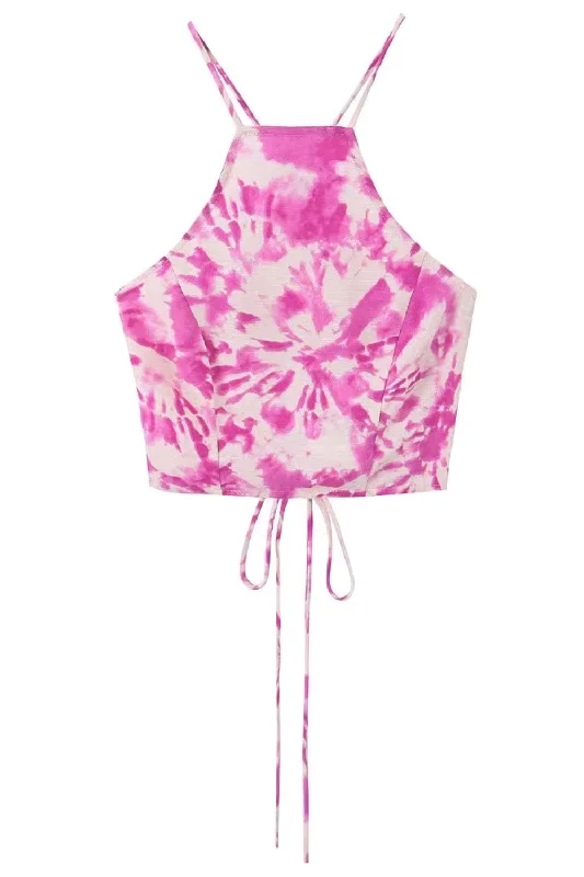 'Pauline' Tie-Dye Halter Neck Open Back Top Traditional Women's Wool