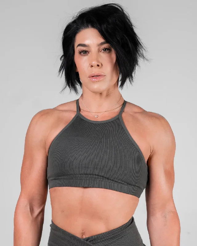 WOMENS RIBBED BRA - BLACK Relaxed Women's 