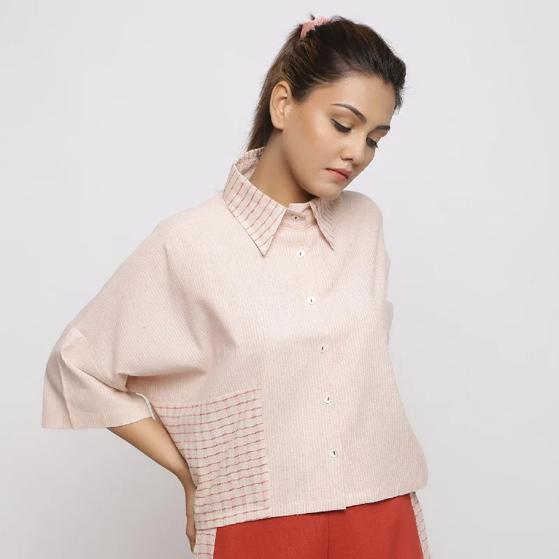 Pink Striped Vegetable Dyed Handspun Cotton Crop Top Business